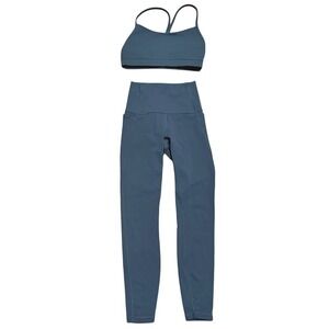 CRZ YOGA Blue High-Waist Leggings with Strappy Sports Bra